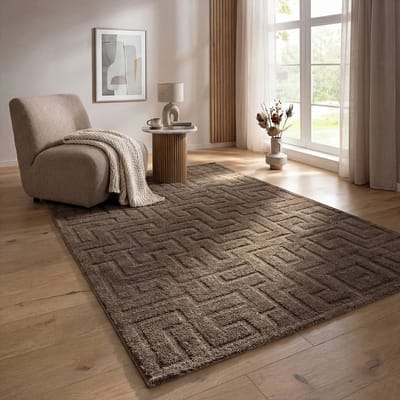 the carpet Elisa vloerkleed modern geometrisch zacht onderhoudsvriendelijk bruin 80 x 150 cm