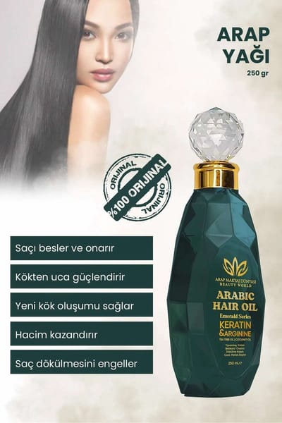 Arab Makeup World - Arabische Oil Haargroei Olie Anti-verlies Beschadigd Gebroken Voedend Herstellend Levendig Glazend haar Keratine B7 & Arginine Tea Tree Olie Mineralen Kokosolie Vitamine C A en K 250 ml
