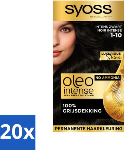 Syoss Oleo Intense - Haarverf - 1-10 - Intens Zwart - 115ml x 20