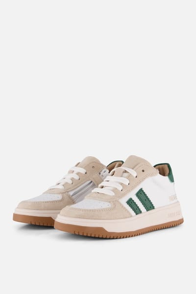 Shoesme Wit-Groene Sneaker - Sneakers Kinderen - Jongens - Beige Green - Suède - Maat 28