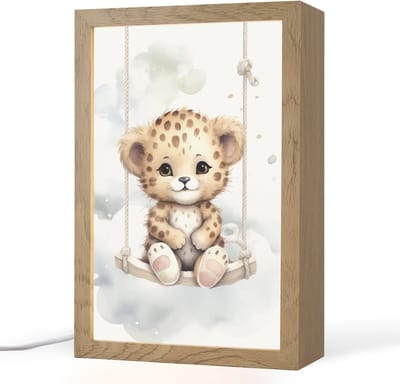 Nachtlampje 20x30 cm - Kinder lampje - Luipaard - Dier - Kinderen - Tafellamp kinderkamer - Slaapkamer lamp - Bedlamp kinderen - Kinderlampje stopcontact - Wandlamp babykamer - Nachtlampjes
