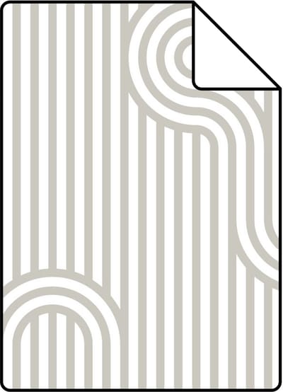Proefstaal ESTAhome behang grafische lijnen grijs en wit - 26.5 x 21 cm - 131026-S