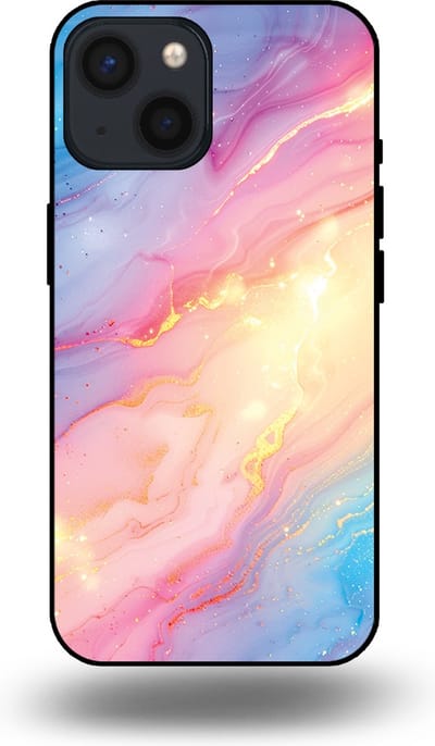 Smartphonica Telefoonhoesje Geschikt voor iPhone 13 Mini met Regenboog Glitter Marmer Opdruk - TPU Backcover Case Rainbow Glitter Marble Design geschikt voor iPhone 13 Mini
