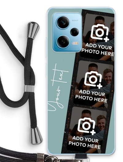 Gepersonaliseerd - Case Company® - Hoesje met koord geschikt voor Xiaomi Redmi Note 12 Pro 5G hoesje met Koord - Filmrol N°1 - Telefoonhoesje met Zwart Koord - Bescherming aan alle Kanten en Over de Schermrand