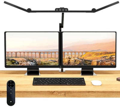 OnmiMartBureaulamp LED Dimbaar – Bureaulamp met Klem – Tafellamp – Hobbylamp – Ledlamp - Klemlamp - Afstandsbediening - Touch Screen-Verlichtingsbereik van 80 inch (ca. 203 cm)- Drievoudig opvouwbaar ontwerp- Verstelbare lamp voor grote schermen