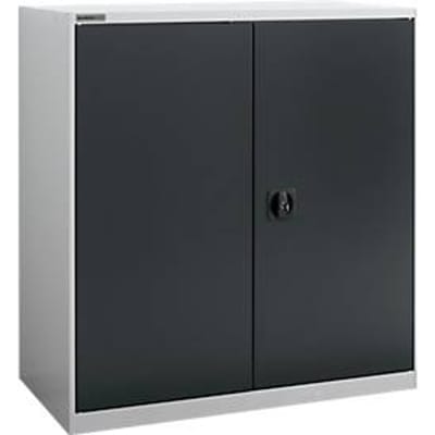 Draaideurkast Schäfer Shop Select MS-i 12409, plaatstaal, B 950 x D 400 x H 1215 mm, 3 OH, wit aluminium/antracietgrijs, tot 150 kg