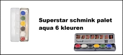 Superstar schmink palet aqua 6 kleuren (6x5gr) - schmink pallet verjaardag festival thema feest