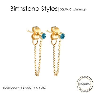 Borasi Birthstone Oorbellen Met Hanger December | Goldplated | Turquoise | Dames Sieraden |