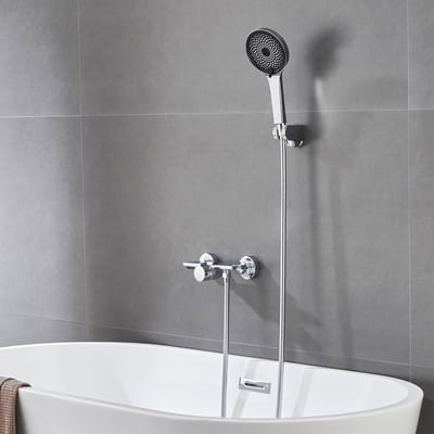 Auralum Max Badkraan met Handdouche en Houder Complete Set - 5 Standen Handdouche - Watervalontwerp - Badkamermengkraan - Wandmontage - Chroom