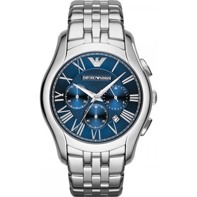 Emporio Armani AR1787 Blauwe Chronograaf Wijzerplaat Herenhorloge 44mm zilver