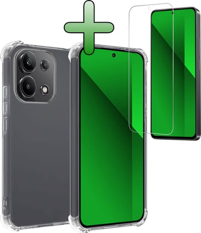 Hoesje Met Screenprotector - Geschikt voor Xiaomi Redmi Note 13 4G - Sterk & Shockproof - Siliconen Case - Back Cover - Telefoon Hoes - Shock Proof - Transparant