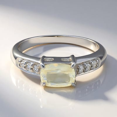 Cavill - 925 Sterling Zilveren Ring - Antieke Orthoklaas 0 62 ct & Witte Topazen 0 102 ct - Elegante Tijdloze Damesring Maat 17
