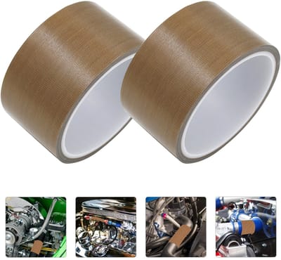 Hittebestendige tape - 2-pack - PTFE-tape - Hittebestendige Teflon-tape - Warmte-isolatie en slijtvastheid - 5 cm breed - 0,18 mm dik - 10 m - Zelfklevende folie - Bruin