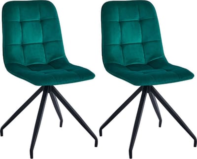 Colenis - Farucci Eetkamerstoel - Set Van 2 - Groen - Velvet - Moderne Eetkamerstoel Met Spinpoot