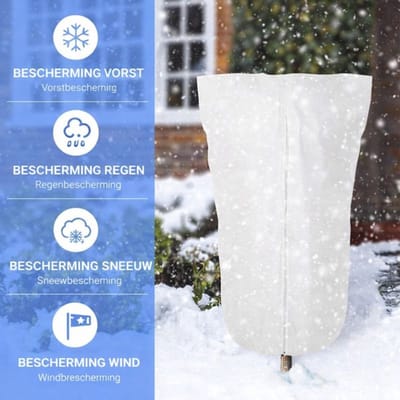 Planten en bomen hoes bescherming wit - Winter - Sneeuw - Hagel - 60 x 80 cm - Vliesdoek met rits- Bescherming - Warm - Plantendoek - Plantenzak - Struik - Boom - Tuin - UV straling - Zak - Doek - Bedekking - Afdekhoes - Winterhoes - Anti-forst