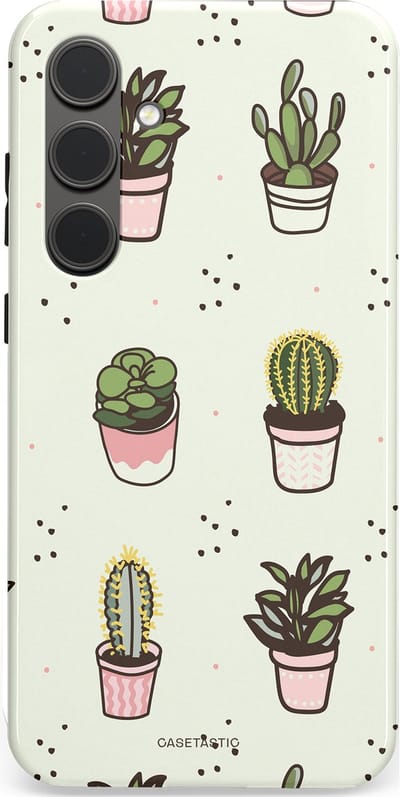 Casetastic Hoesje Geschikt voor Samsung S24 Plus - Stijlvolle Beschermende Duo-layer Case - Familie Cactus