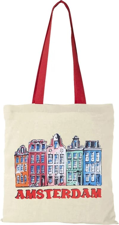 Canvas tas Amsterdam grachtenpanden - katoenen tas - schoudertas dames - tassen dames - schoudertassen