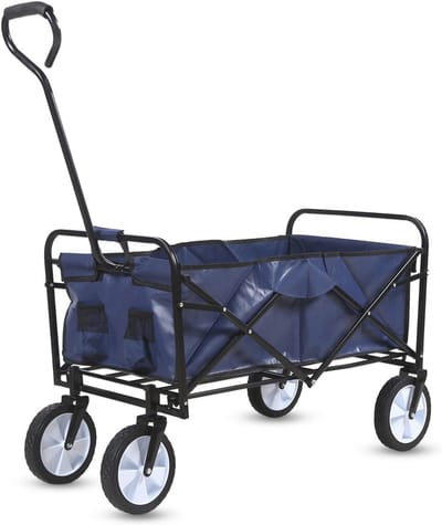 Vouwbare Tuinwagen met 360 Graden Zwenkwielen en Verstelbare Handgreep - 220lbs Capaciteit