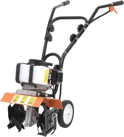 Tuinfrees Benzine - Bodemfrees Grondbewerking - Tuinonderhoud Bodem - Gehard Stalen Messen - 55.5 cm Werkbreedte - Zwart