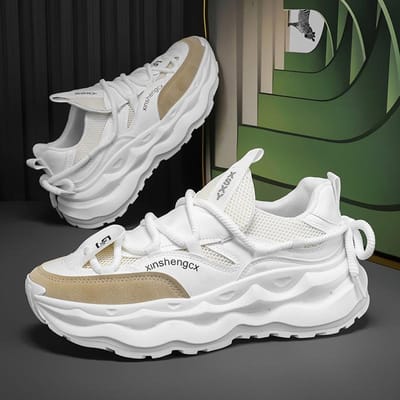 Streetwear Mannen Platform Sneakers Mode Groen Casual Sportschoenen Mannen Mesh Ademend Designer Trainer Mannen Chunky Sneakers 44 gray