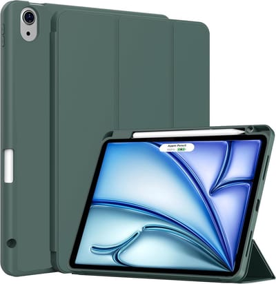 Hoes Geschikt voor Apple iPad Air 11 inch (2026, M4/2025, M3/2024, M2) - Groen - Casemania Tri Fold Tablet Case met Penhouder - Beschermhoes Smart Cover