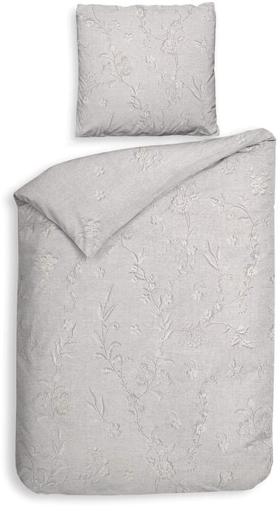Heckettlane Broidy Dekbedovertrek - Katoen - 140x200-220 cm - Eenpersoons - Grijs