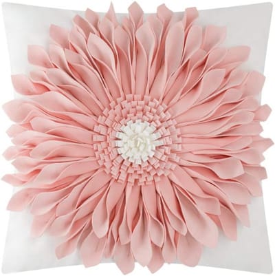 Decoratieve Roze 3D Zonnebloem Sierkussenhoes - Handgemaakt Kussensloop voor Bank en Woonkamer 45x45 cm