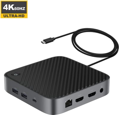 M-TECK USB-C Docking Station - 2 x HDMI - 3 x USB-A - Ethernet - Audio - SD/MicroSD - 1 x USB-C (100W) - voor alle merken Windows Laptop