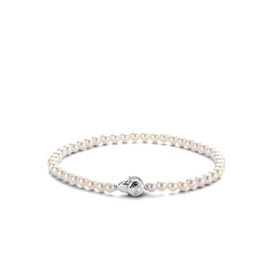 TI SENTO Dames Armband - 925 zilver - Wit parel - Maat S - 2908PW