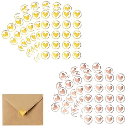 Dailygoods - Hartvormige stickers goud en roségoud 240 stuks decoratieve zegels 3,3 cm zelfklevend voor enveloppen kaarten knutselwerk cadeaus scrapbooking