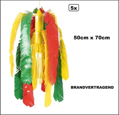 5x PVC fontein met slierten rood/geel/groen 50x70 cm. BRANDVEILIG - Carnaval festival hang decoratie thema feest