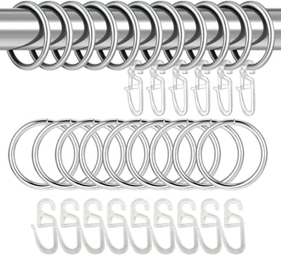 40 stuks metalen en kunststof gordijnhaken - voor douchegordijnen en raamgordijnen - 30 mm binnendiameter - zilver