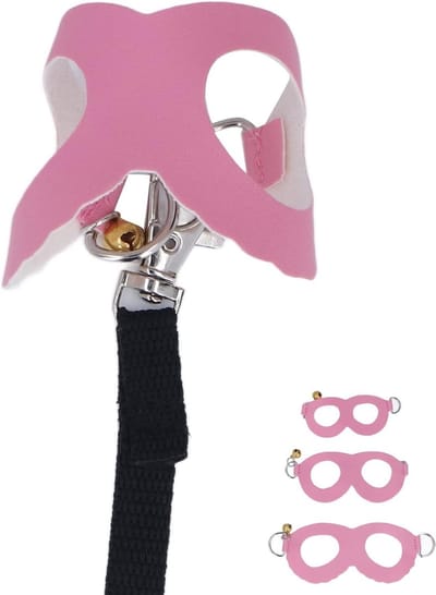 Harnas en Leash Set voor Kleine Dieren, Faux Leer Harnas Vesten met Nylonriem en Bel voor Hamsters, Cavia's, Fretten en Chinchilla's in Diverse Maten (Roze)