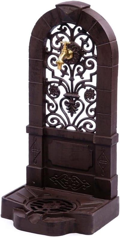 Staande fontein wastafel fontein lily de fleur 76cm bruin aluminium antieke stijl