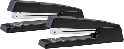 Nietmachine met volledige metalen strip - capaciteit voor 20 vel, dubbele klink, zwart, 2 stuks