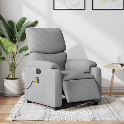 vidaXL - Massagestoel - elektrisch - verstelbaar - stof - lichtgrijs