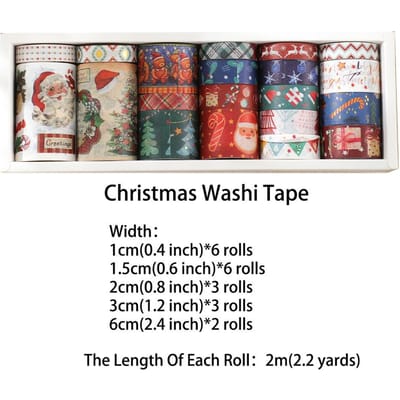 20 rollen Kerst Washi Tape Set Kerstman Decoratieve Tape (3 rollen Bronzing Tape) Scrapbooking Journaling Benodigdheden black