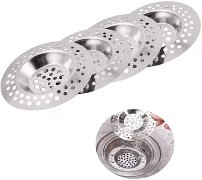 Afvoerzeef RVS 70 mm – 4 Stuks – Roestvrijstalen Gootsteenfilter voor Keuken & Badkamer