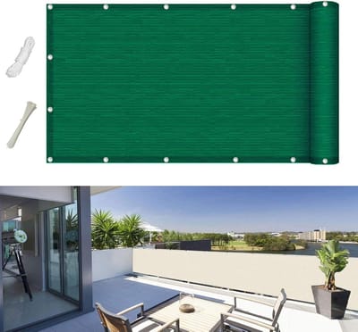 Balkonscherm inkijkbescherming 140 x 750 cm Windbescherming uv-bescherming Stof Tuin Hek Panelen Makkelijk te Installeren voor balkon balustrades terras tuin, Donkergroen