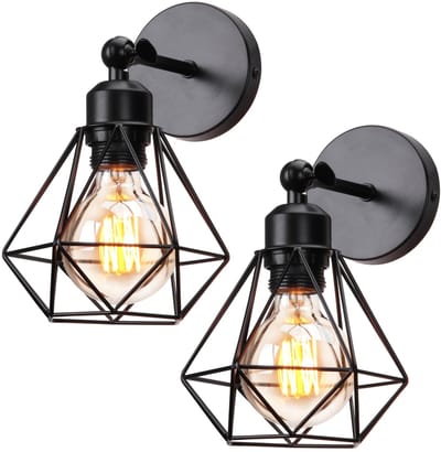 2 Stuks Wandlamp Industrieel Verstelbaar Vintage Wandverlichting voor Woonkamer Slaapkamer Gang Zwart