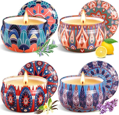 Geurkaarsen Cadeauset voor Dames - Aromatherapie Kaarsen Set van 4 Stuks - Natuurlijke Sojawas voor Ontspanning en Stressvermindering