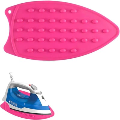 Siliconen Strijkijzer Houder en Mat - Antislip Strijkmat, Strijkijzer Rustplaats, Strijkaccessoires (Roze)