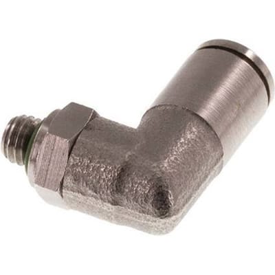 4mm x M 5 90 graden L-verbinding Messing Insteekfitting Buitendraad Draaibaar FKM [2 Stuks]