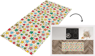 Keukenloper - Loper keuken - Patronen - Sterren - Kleuren - 120x50 cm - Keukenloper vinyl