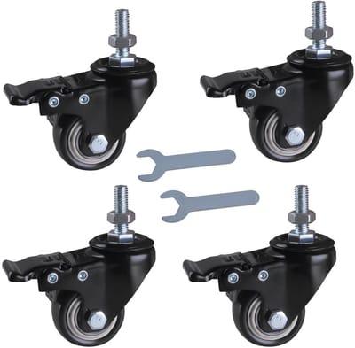 4 Stuks Zwenkwielen met Rem voor Meubels en Transport - 50 mm