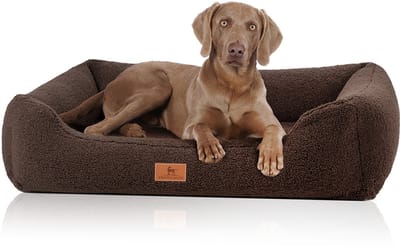 Knuffelwuff orthopedisch hondenbed Wollekopp van knuffelzacht teddymateriaal M-L 85 x 63cm Bruin