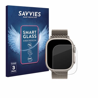 3 Stuks Savvies Screenprotector - geschikt voor Apple Watch Ultra / Ultra 2 / Ultra 3 (49 mm) - beschermfolie glas transparant