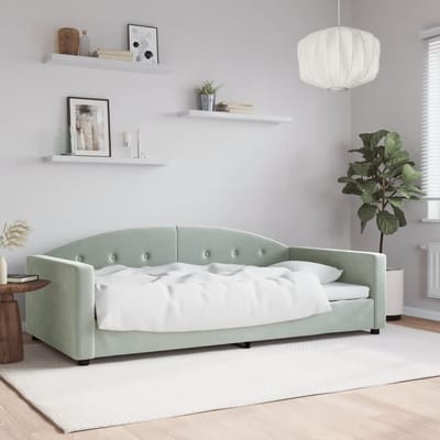 vidaXL - Slaapbank - 100x190 - cm - fluweel - lichtgrijs