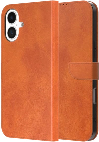 Geschikt voor iPhone 17 Telefoonhoesje Kunstleer met Magnetisch lipje en Pasjeshouder Book Case met Klepje - Walletcase with Cardslot - Bruin - Smartphonica geschikt voor iPhone 17