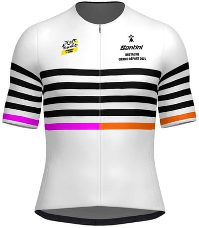 Santini Tdffaz Grand Départ Bretagne 2025 Korte Mouw Wielertrui Wit XL Man,Vrouw